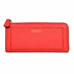 COACH Darcy Coral Saffiano Leather Accordion Zip Wallet